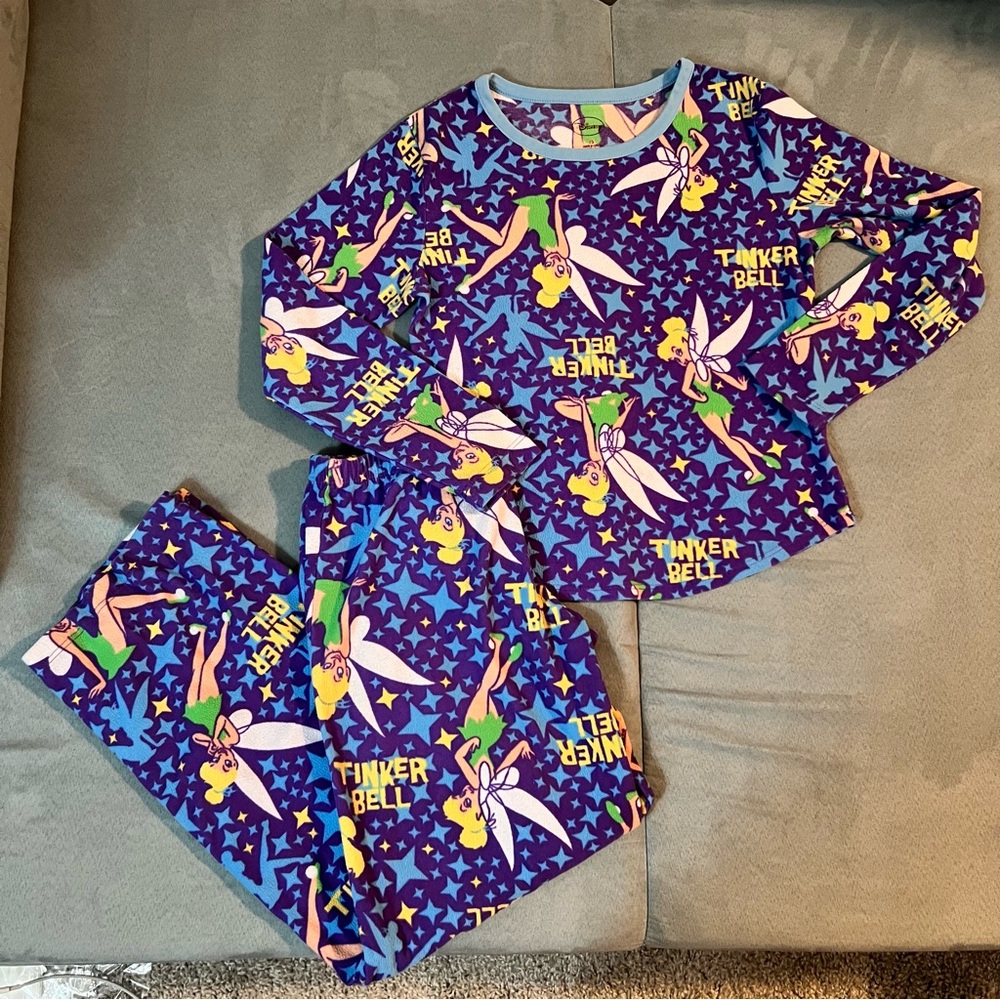 Disney Tinker Bell Kids Pajamas - Blue and Yellow Y2K vintage